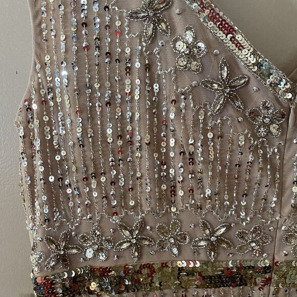 Mac Duggal Beaded Sheath Gold Sequin Evening Gown Maxi Dress Sz 14 NWT. $598 - Picture 9 of 9